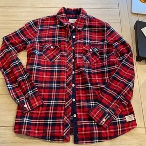 !!50% OFF!! RED PLAID BUTTON DOWN TOP